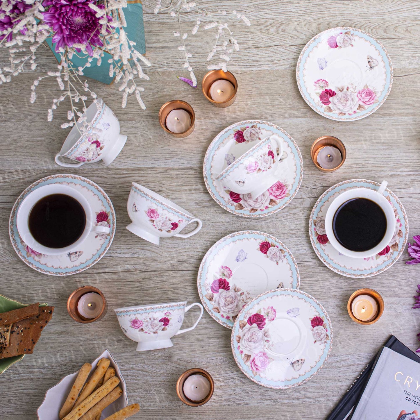 Floral Tea Cups (Set of 6)