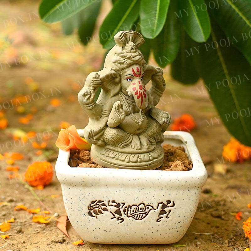 6INCH Eco-Friendly Clay Ganpati | Plant-A-Ganesha