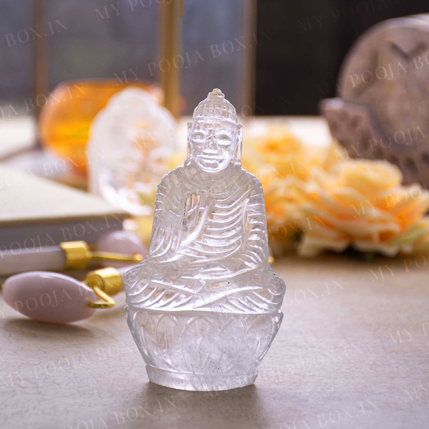 Clear Quartz Natural Healing Buddha Statue