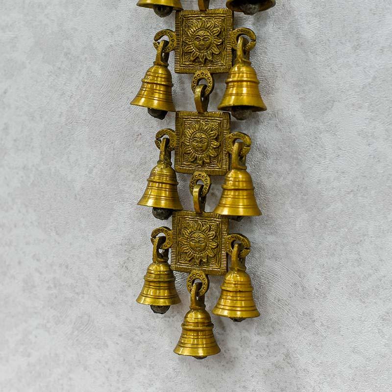 Antique Brass 11 Bells With Surya Figurine