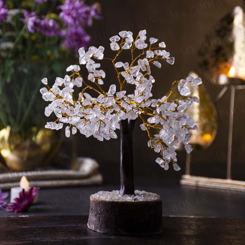 Clear Quartz Cleansing Crystal Stone Tree