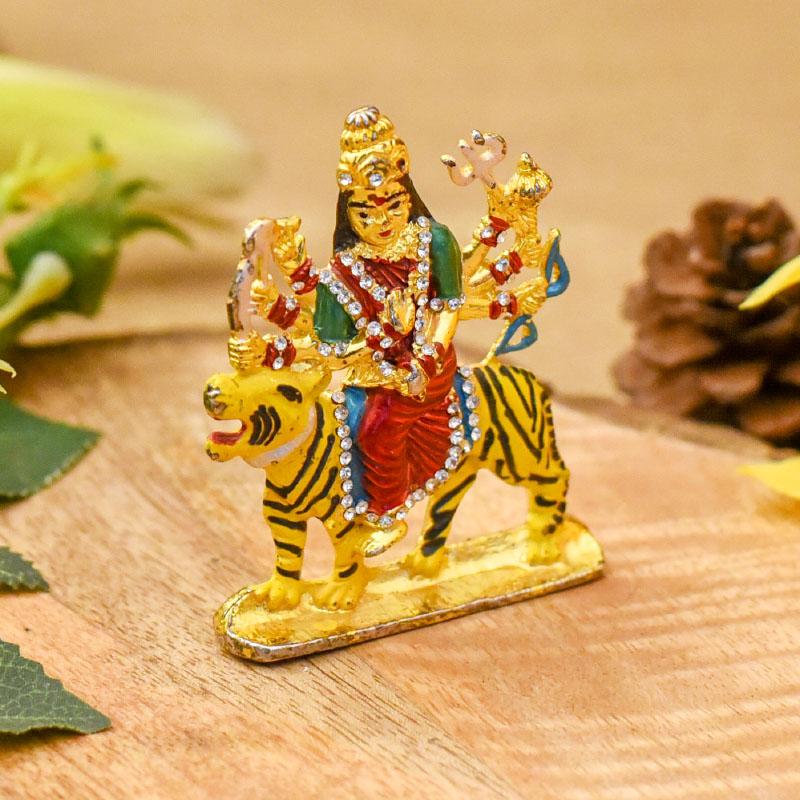 Diamond Studded Maa Durga Idol with Lion