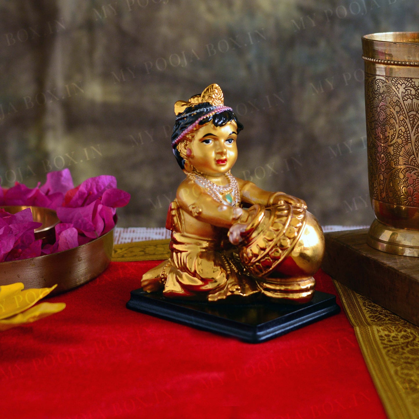 Laddu Gopal/Bal Krishna Idol with Makkhan Matki
