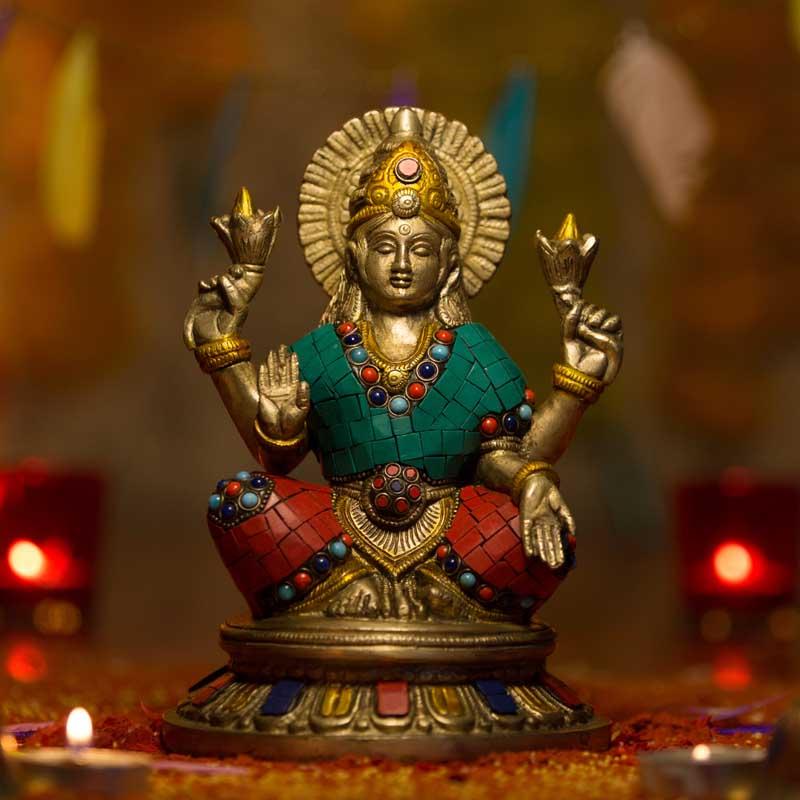 Antique Goddess Brass Laxmi idol
