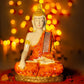 Handcrafted Sitting Buddha Idol White and Orange