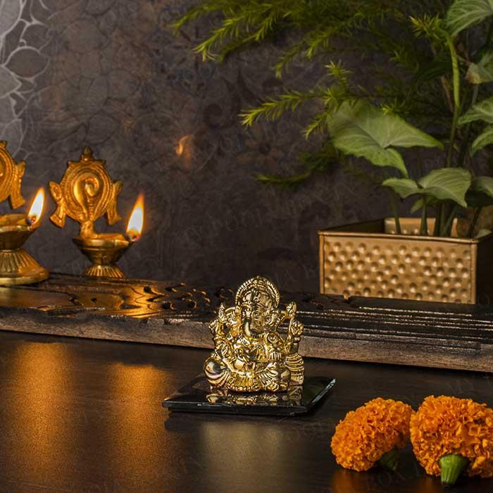 Spiritual Golden Ganesha Idol