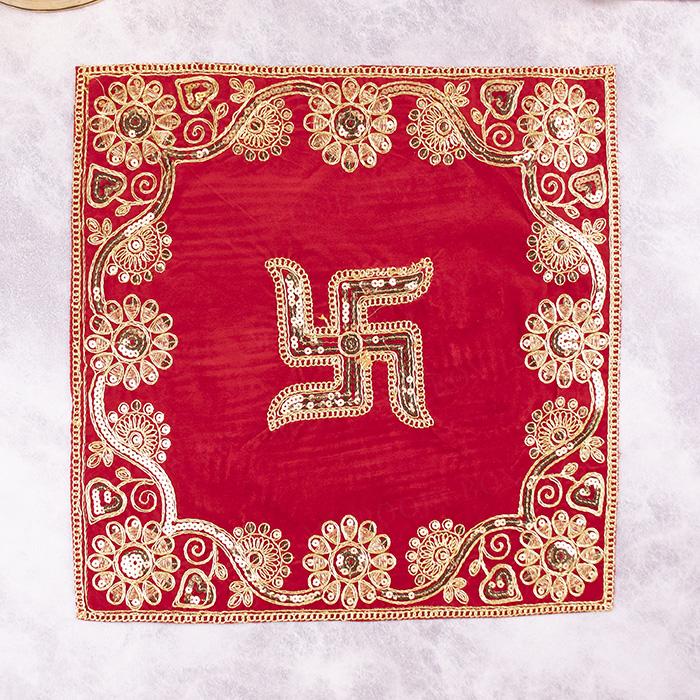 Swastik Embroidered Pooja Aasan