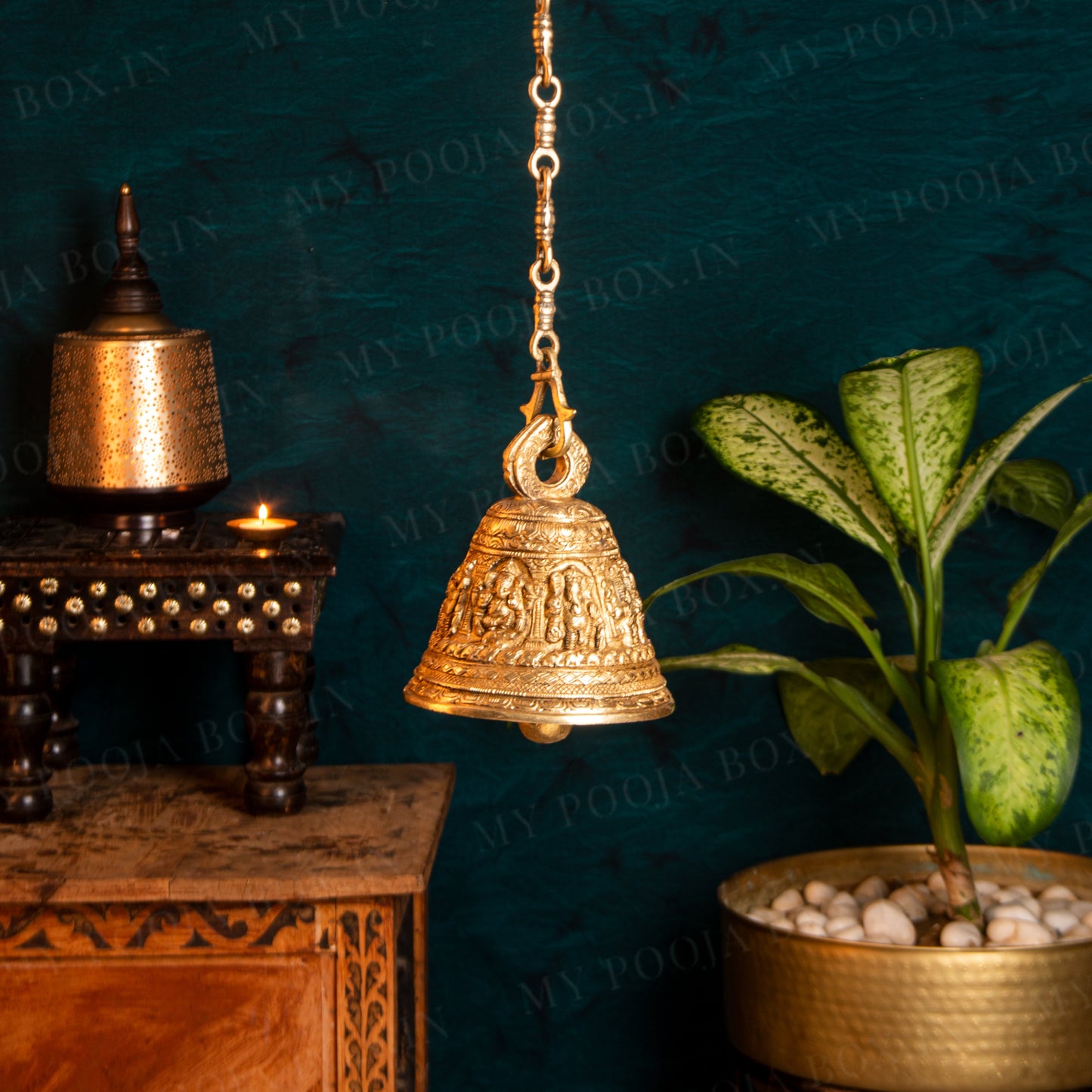 Antique Brass Ganesha Hanging Bell