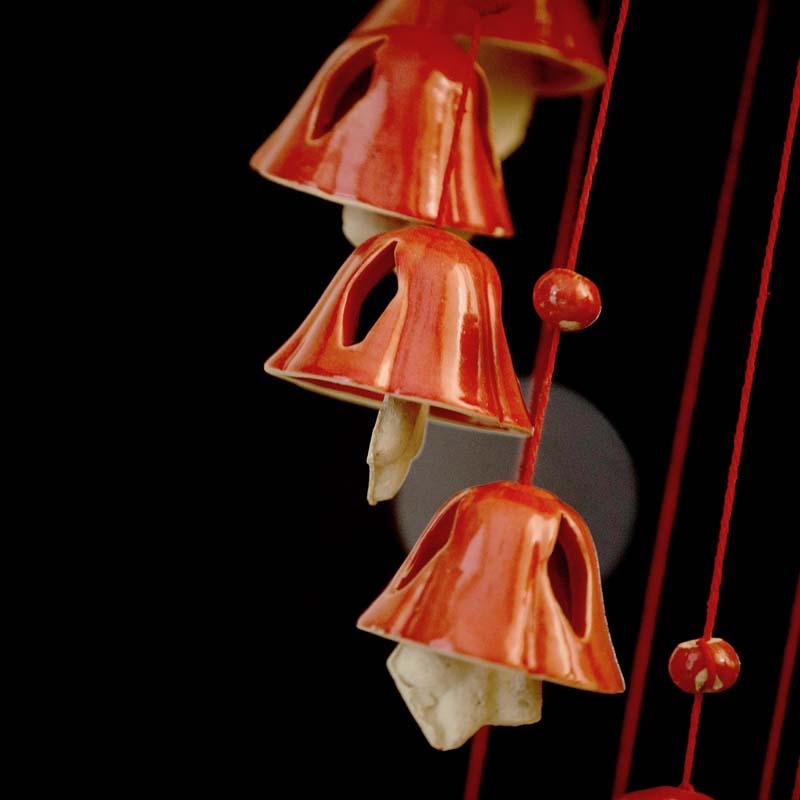 Stunning Handcrafted Ceramic Red Wind Chime