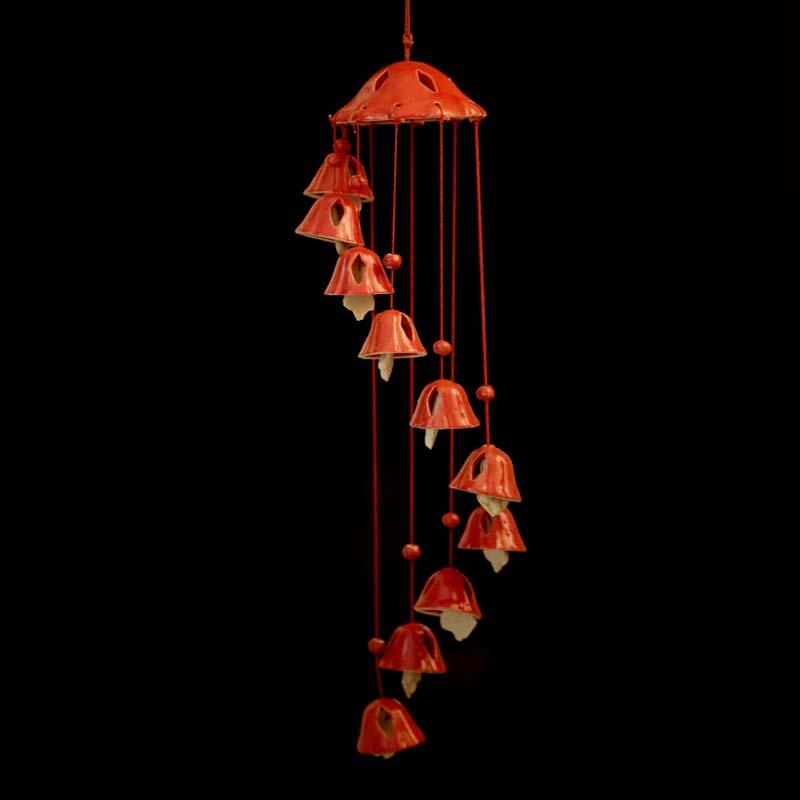 Stunning Handcrafted Ceramic Red Wind Chime