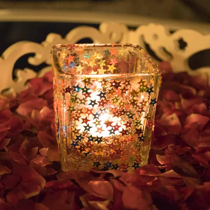 Dazzling Starry Glass Candle | Tealight Holder