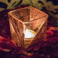 Decorative Diagonal Pink Glitter Glass Candle | Tealight Holder
