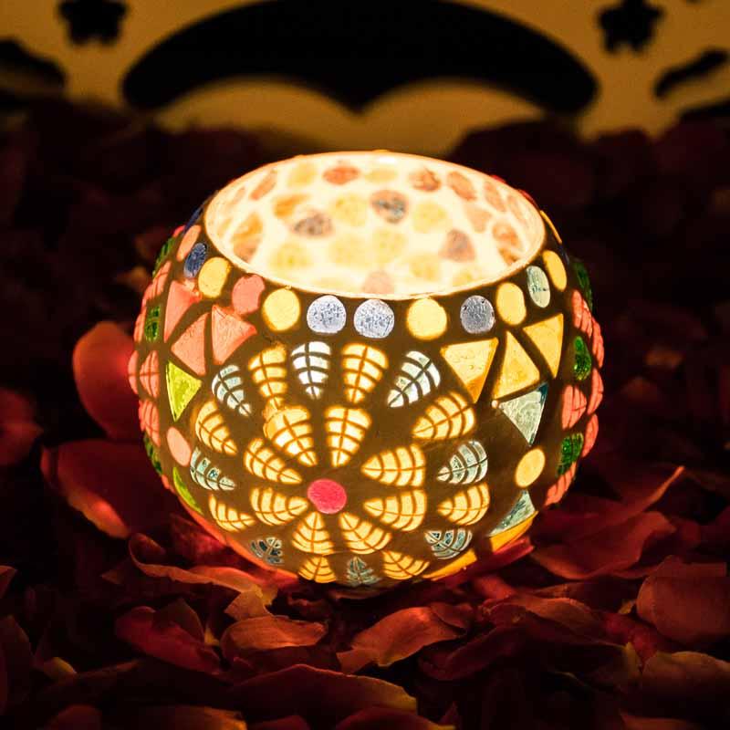 Colorful Mosaic Glass Candle Holder