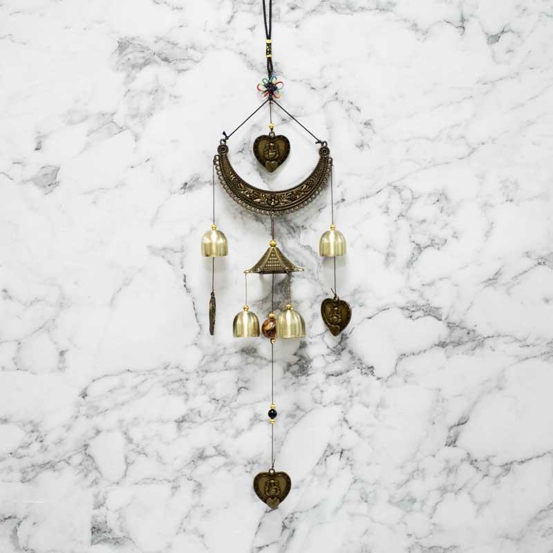Feng Shui Brass Bells Wind Chime with Lord Ganesha Trinkets