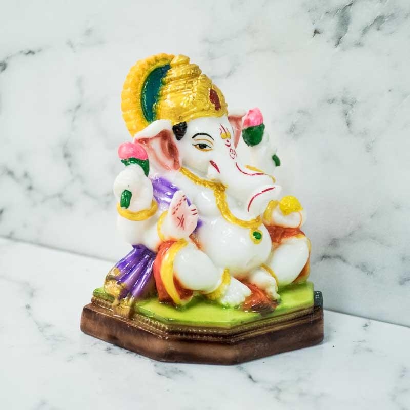 Multicolor Lord Ganesh Murti on Decorated Base for Home Decor