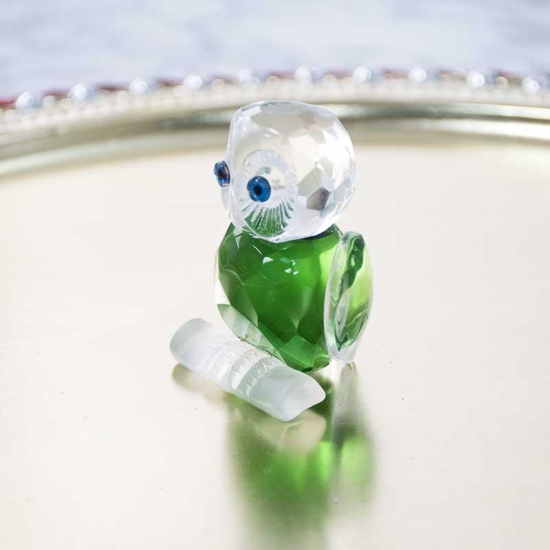 Green Crystal Owl Figurine Paperweight Table Centerpiece Home Décor