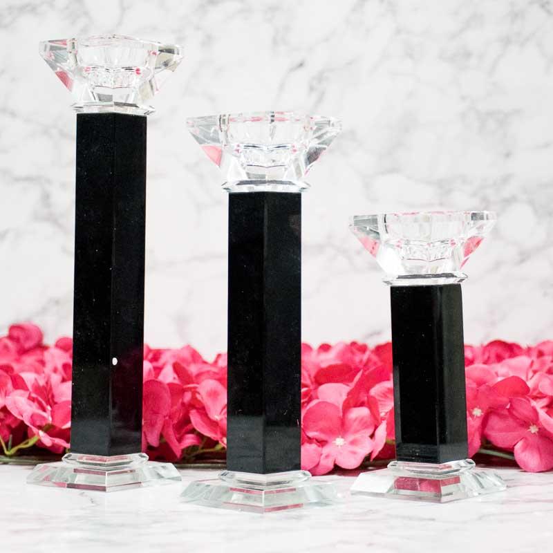 Handcrafted Black White Glass Designer Pillar Candle Holder