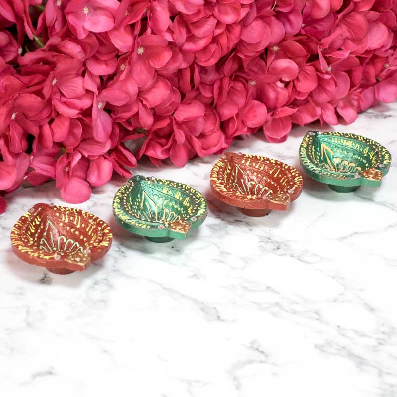 Handcrafted Colorful Earthen Diyas Lamps