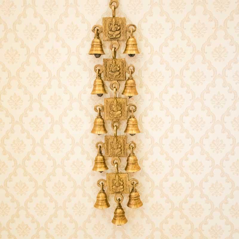 Ganesha Engraved Brass Door/Wall Hanging 11 Bells