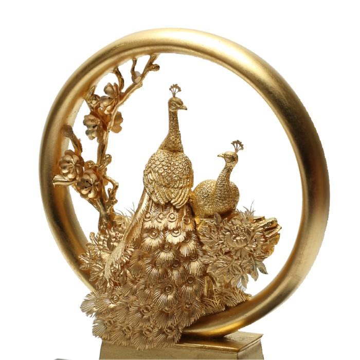 24K Gold Foil Round Peacock Window