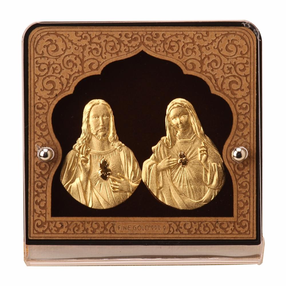 24K Gold Foil Jesus Mother Mary Pair Table Top