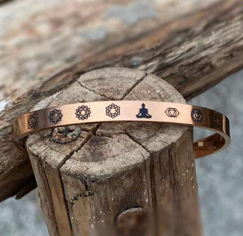 Copper Bracelet with Meditative Symbols