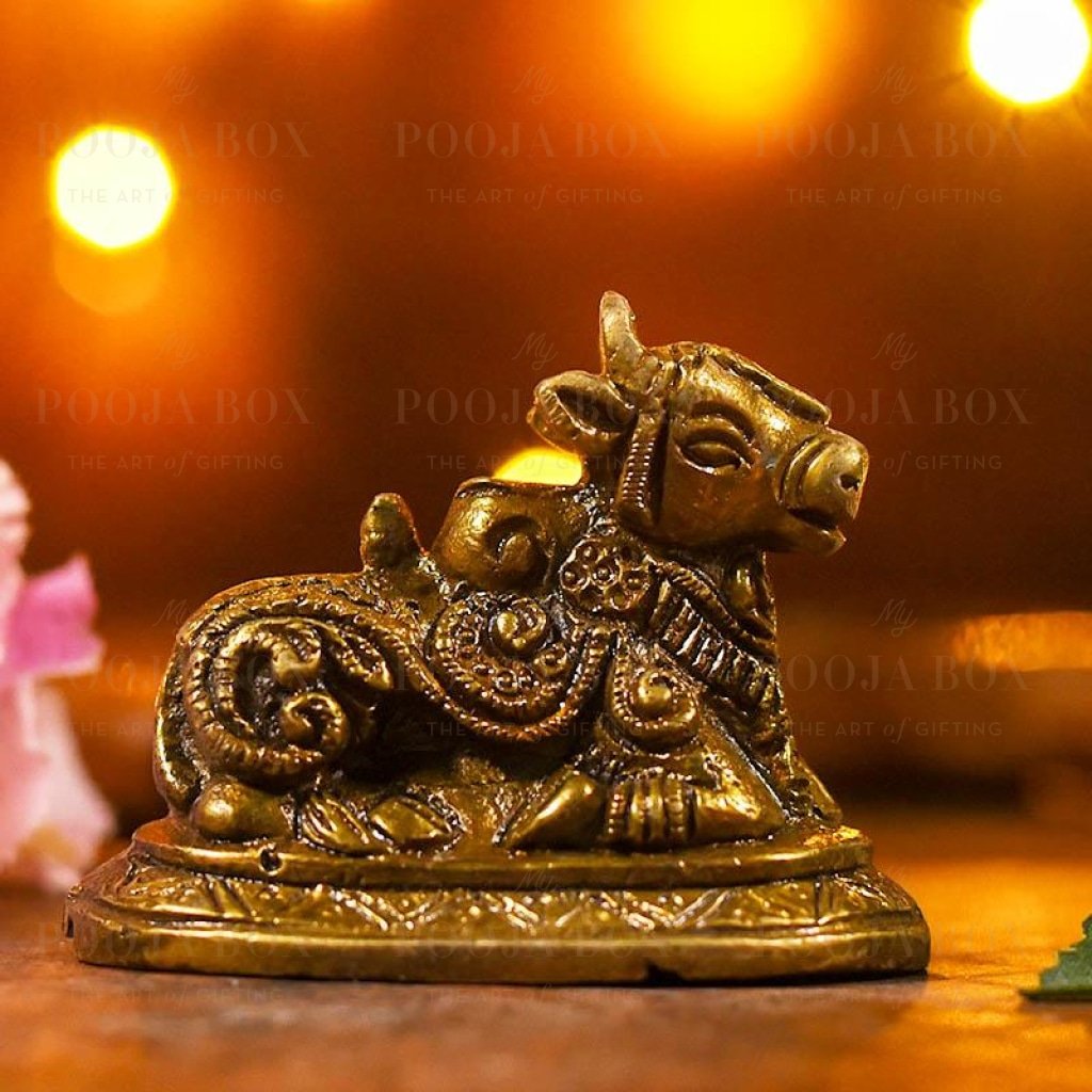 Antique Brass Nandi Statue Idol