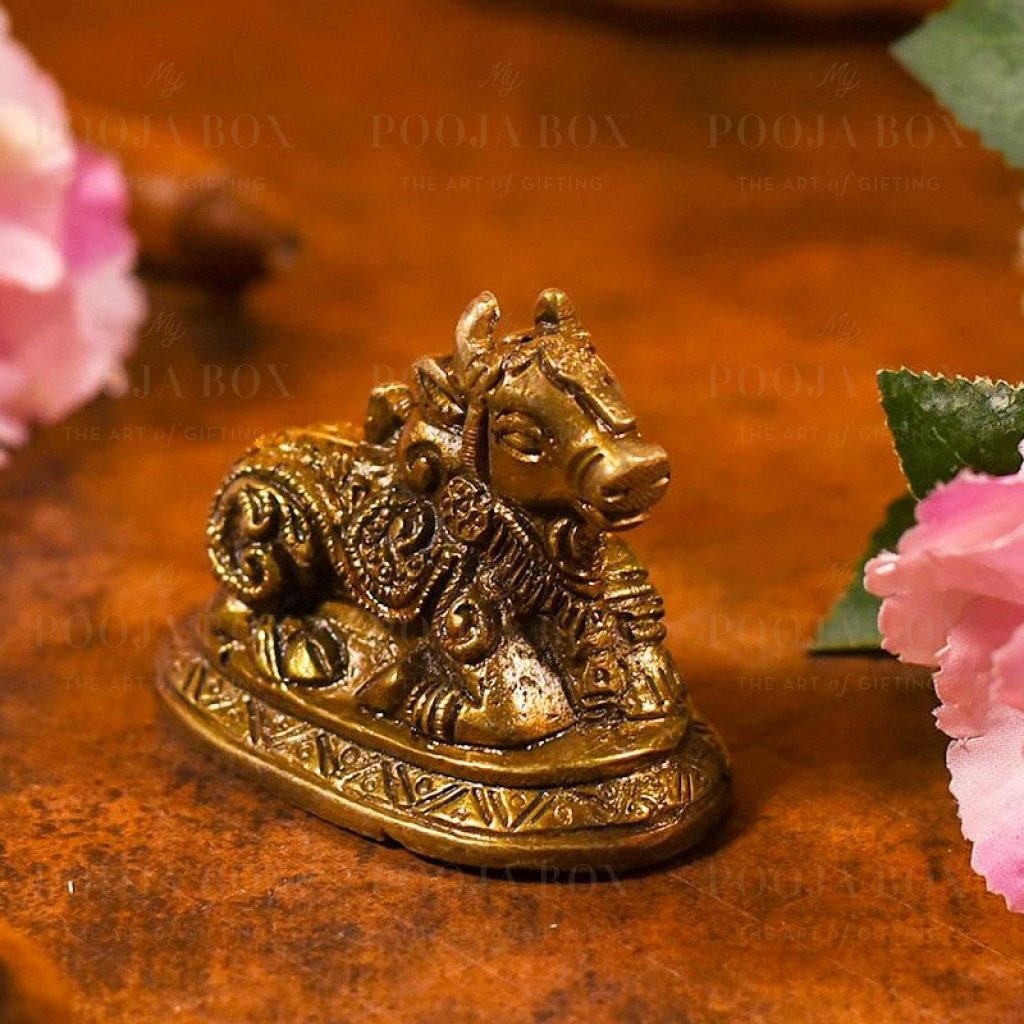 Antique Brass Nandi Statue Idol