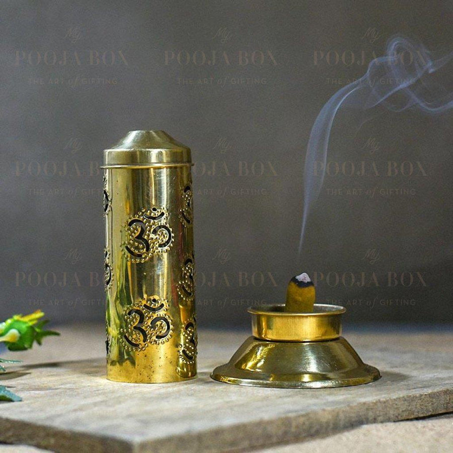 Beautiful Brass Incense Holder With Om Pattern