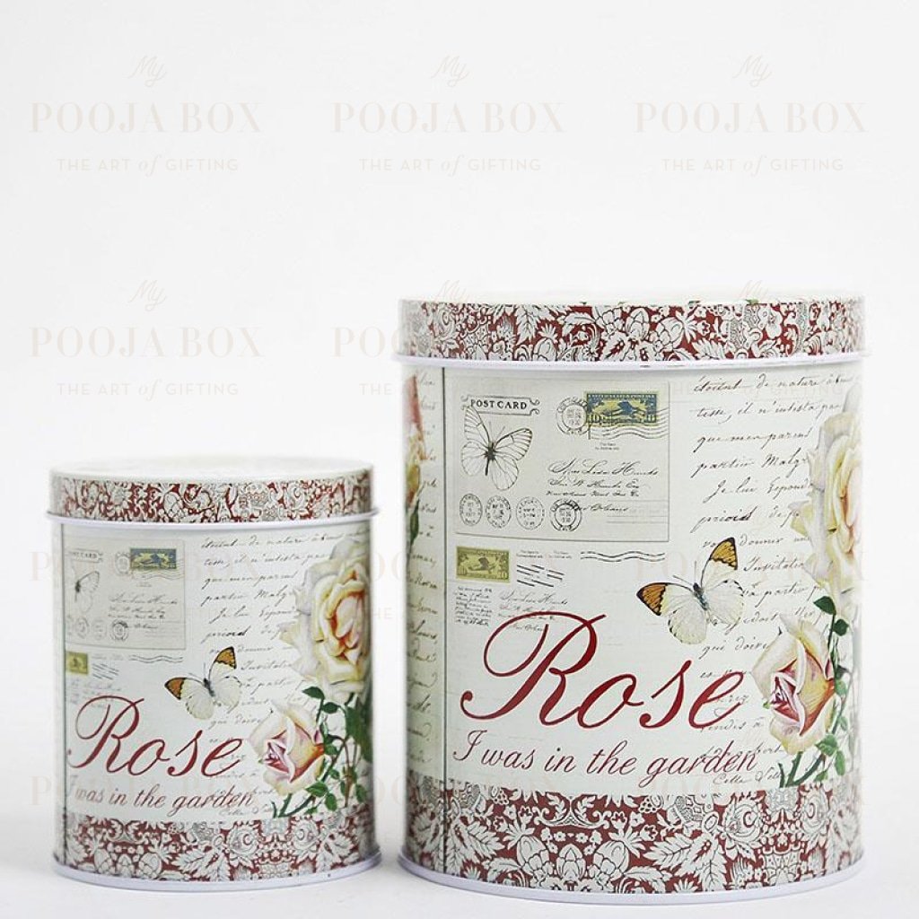 Beautiful Floral Tin Box Set Of 2 Crockery