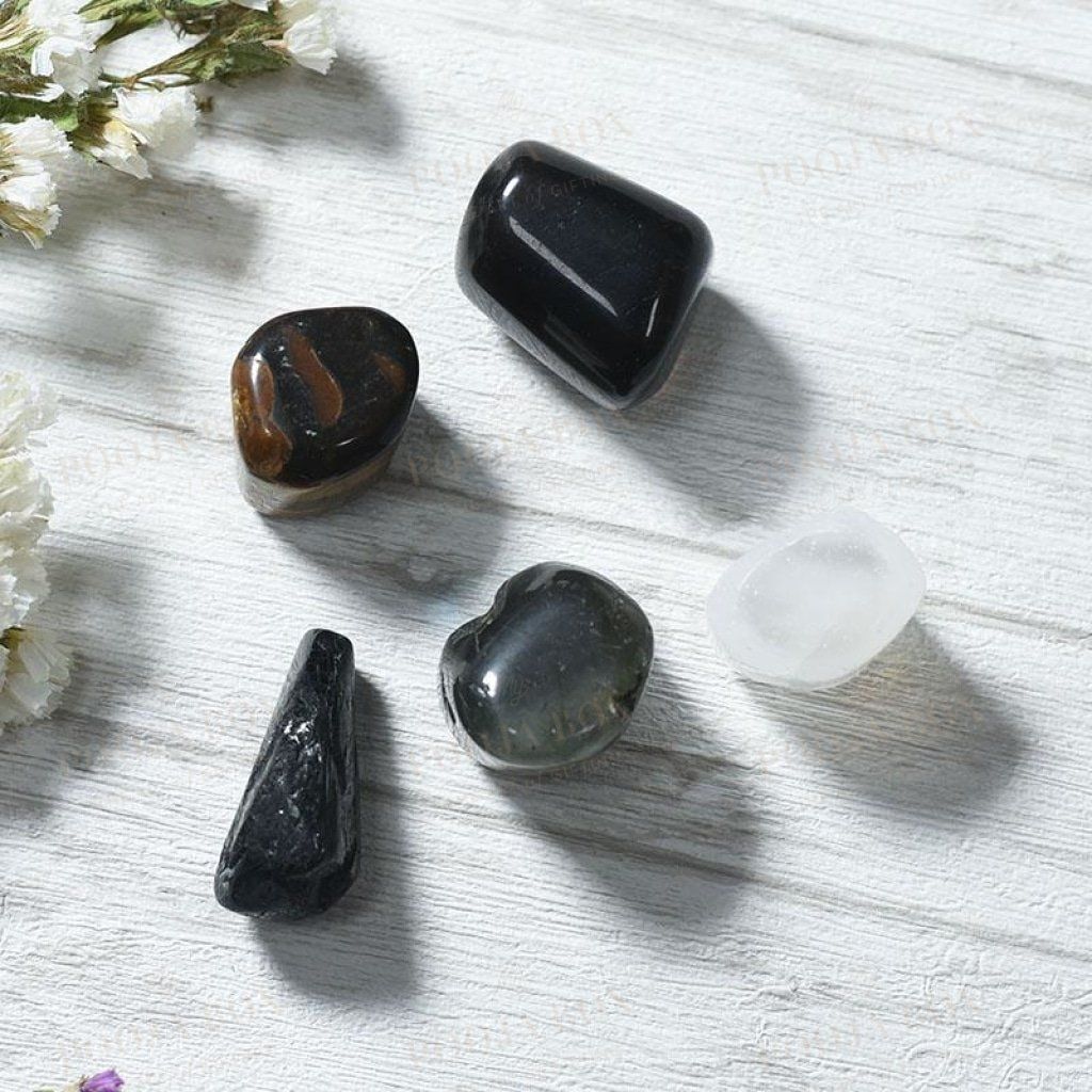 Black Magic Protection Crystal Healing Tumble Stone Set Reiki