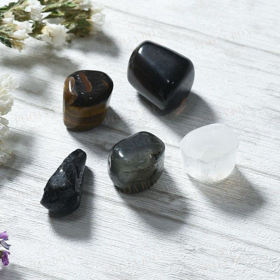 Black Magic Protection Crystal Healing Tumble Stone Set Reiki
