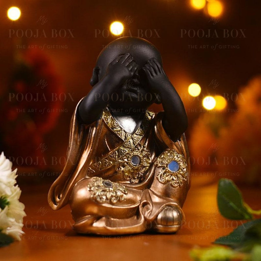 Buddhist Baby Monk In See No Evil Pose Feng Shui