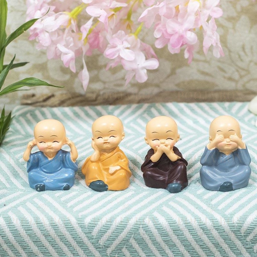 Cute Mini Monk Set Of 4 Home Decor