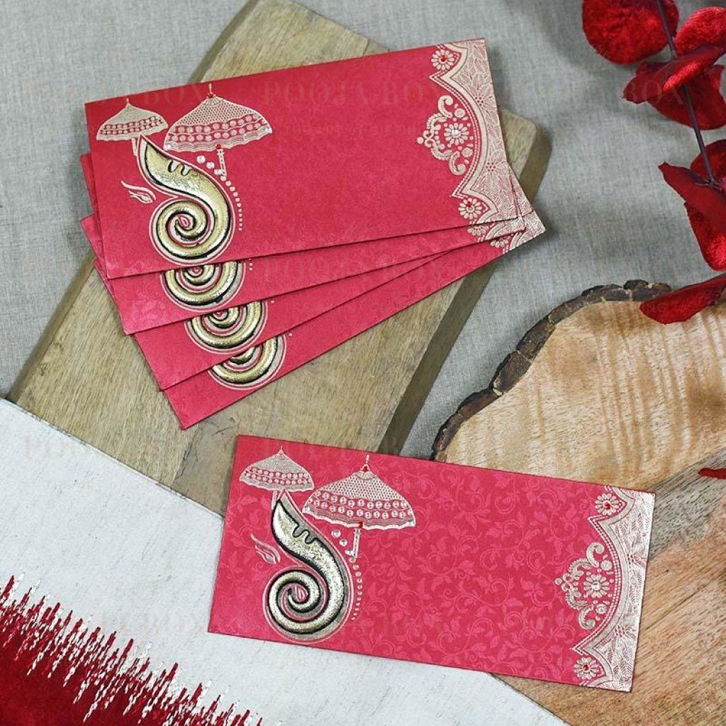 Designer Ganesha Shagun Envelope (Pack Of 5)