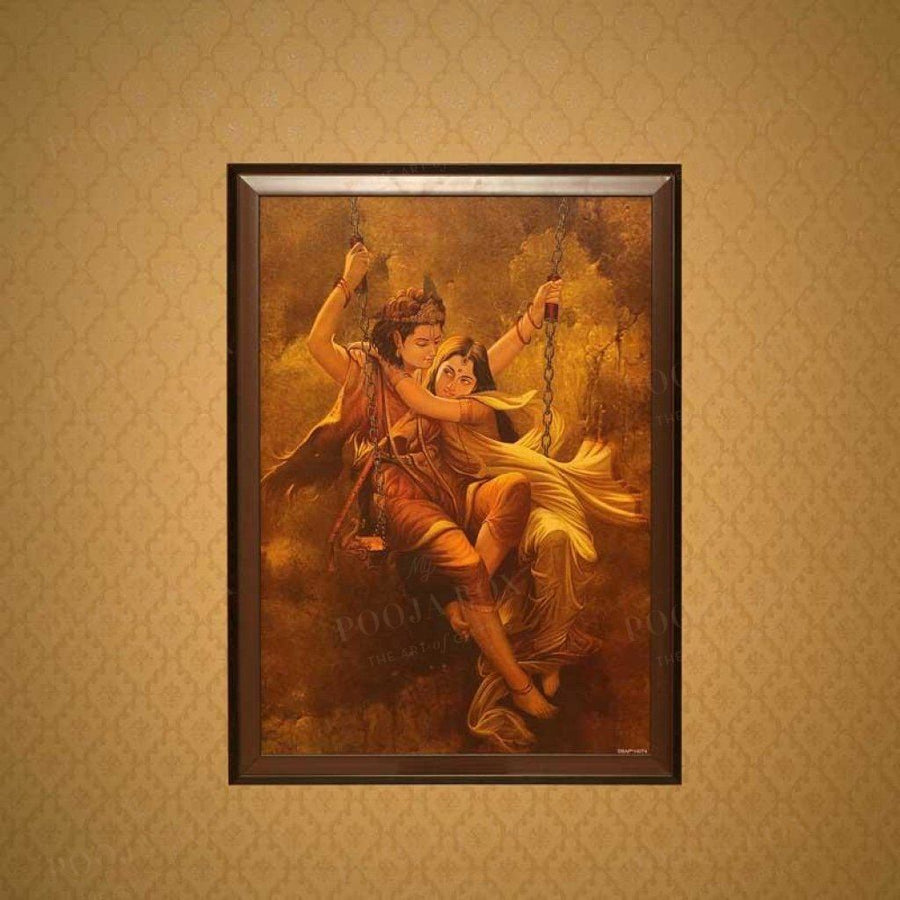 Elegant Radha Krishna Modern Art Framed Painting Framed Paintings