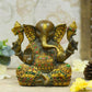 Exquisite Stone Work Brass Ganesh Idol Idol