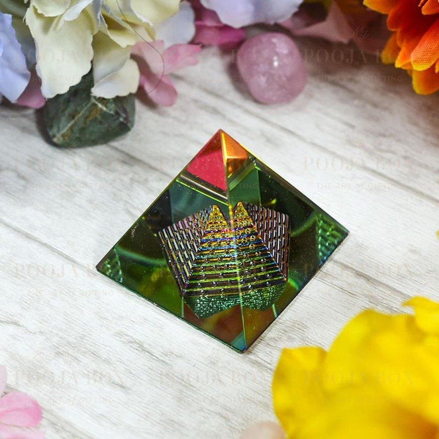 Feng Shui Crystal Twin Pyramid With Rainbow Effect