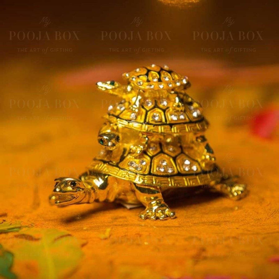 Feng Shui Three-Tiered Tortoise Statue For Good Luck