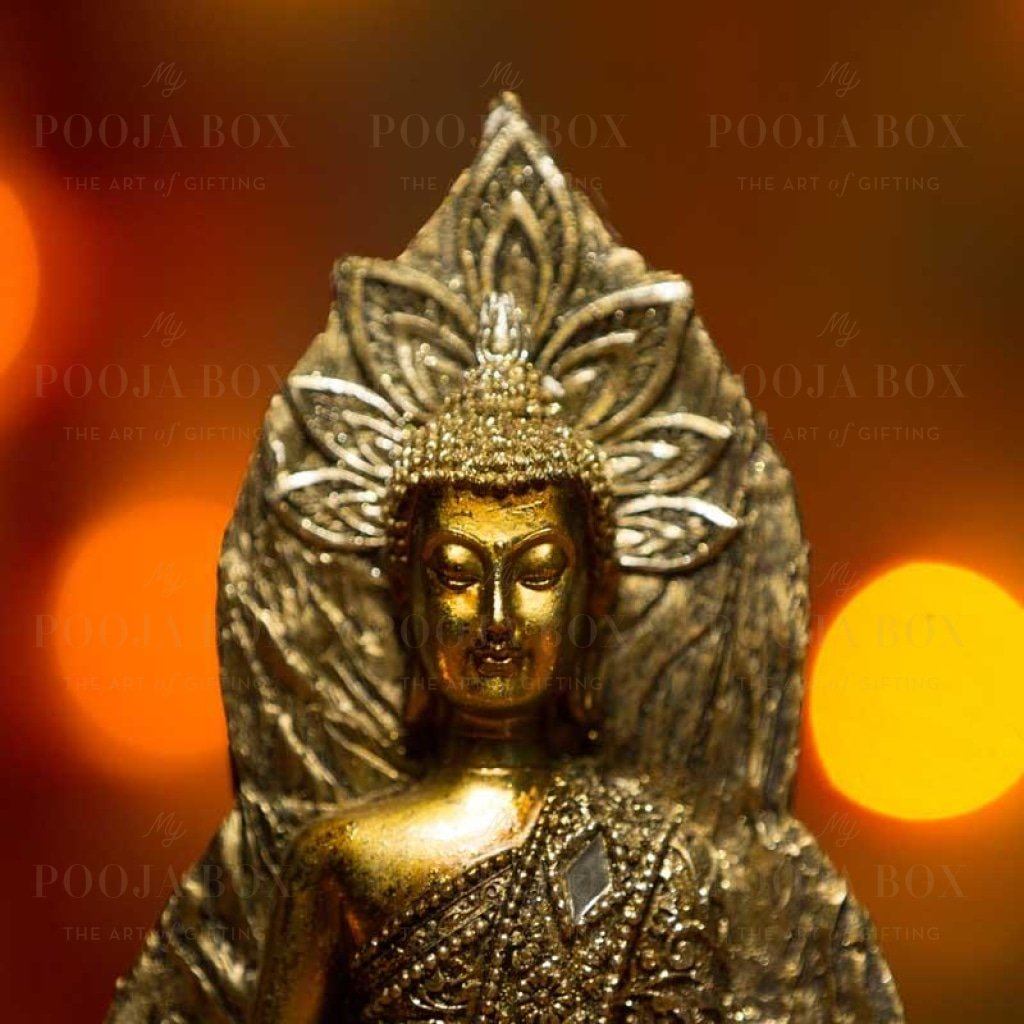 Golden Contemplating Buddha Statue Showpiece Idols