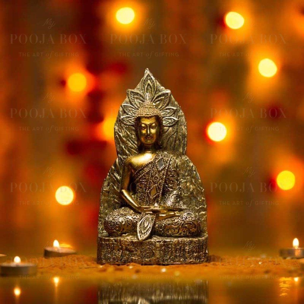 Golden Contemplating Buddha Statue Showpiece Idols