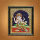 Golden Framed Lord Ganesha Hand-Painted Tanjore Painting Home Decor