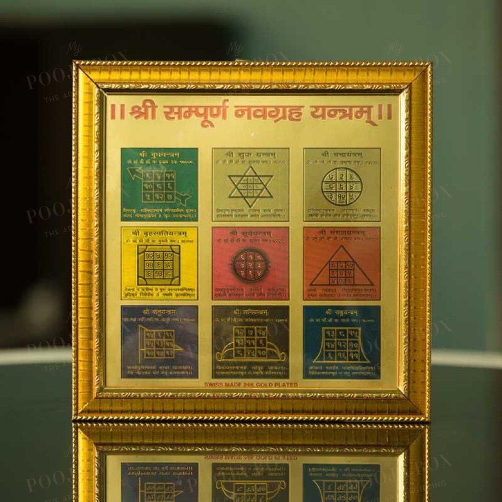 Golden Framed Shri Sampurna Navgrah Yantra