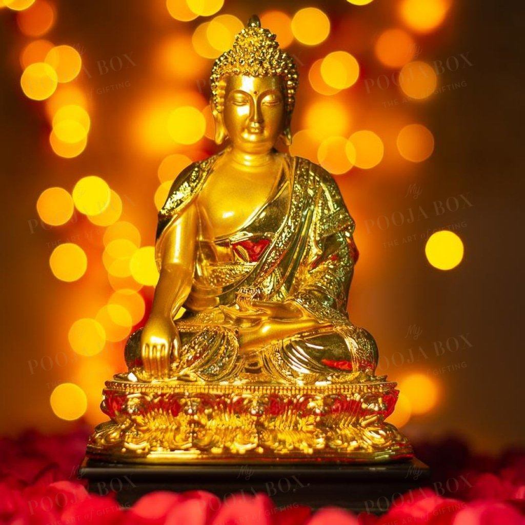 Golden Medicine Buddha Figurine Home Decor