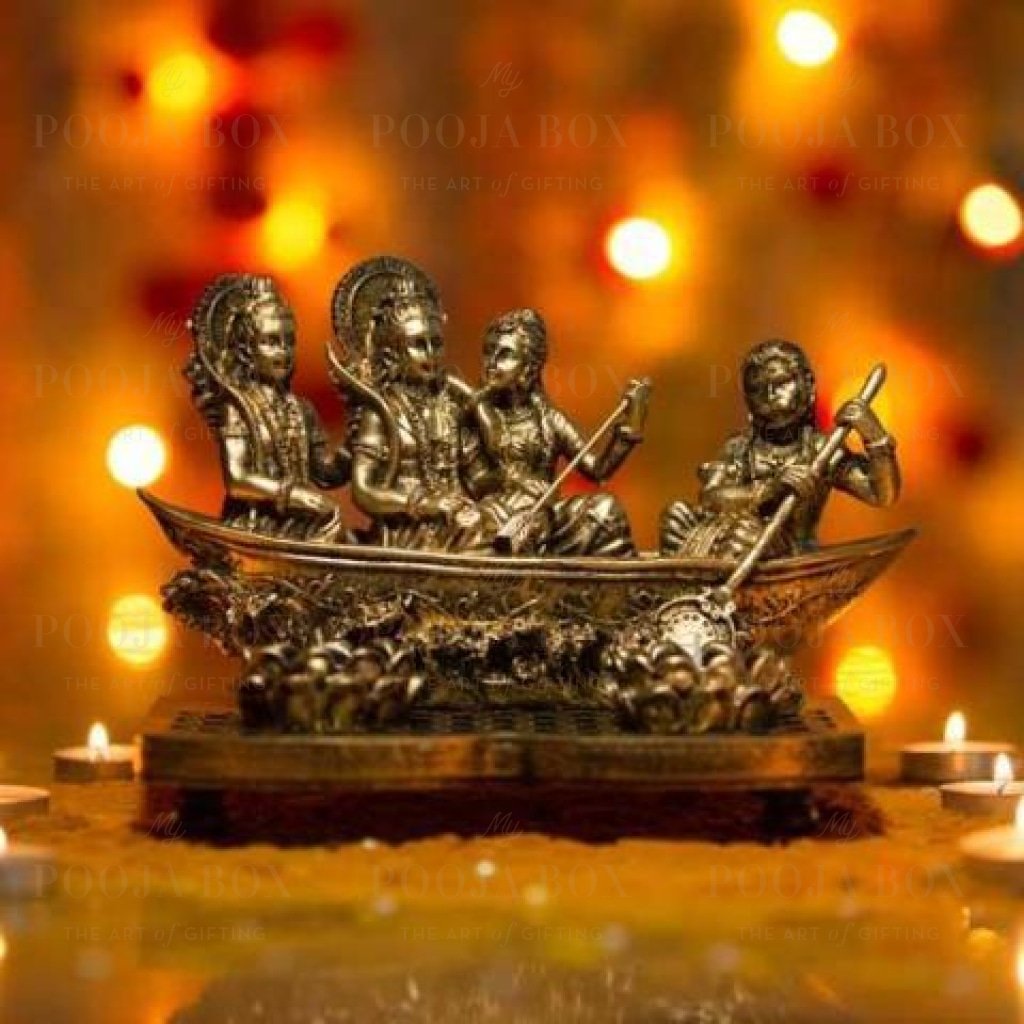 Handcrafted Antique Golden Ram Darbar Figurine Idols