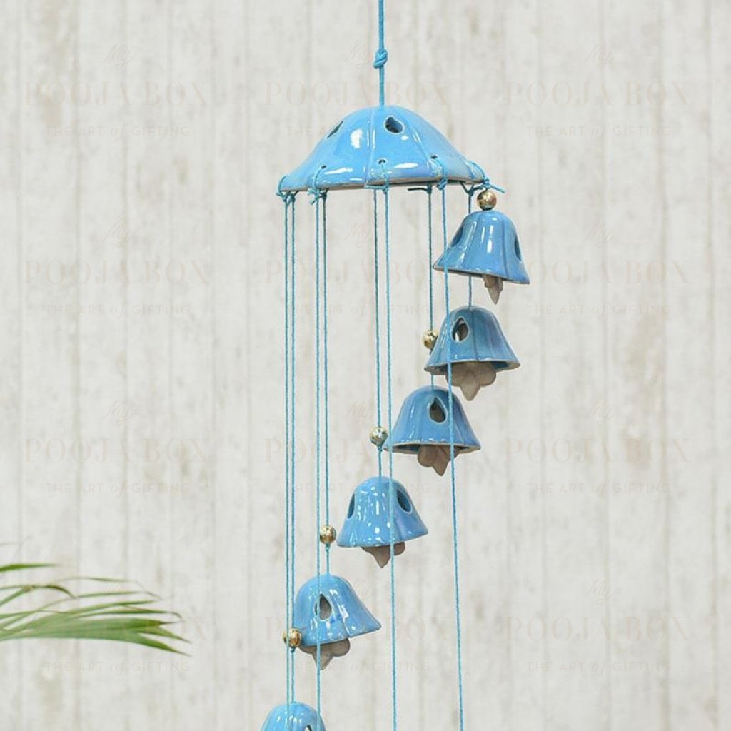 Handcrafted Blue Ceramic Wind Chime Chimes