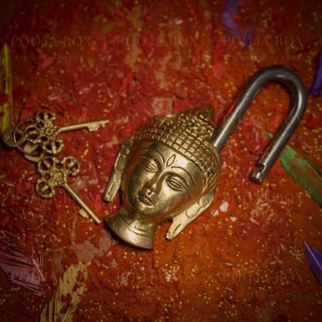 Handcrafted Brass Buddha Lock Home Decor