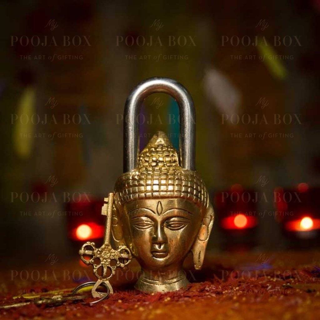 Handcrafted Brass Buddha Lock Home Decor
