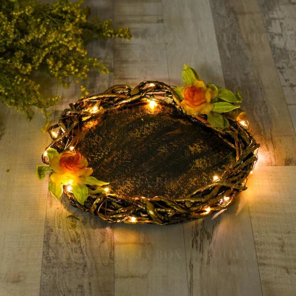 Handcrafted Delightful Floral Led Thali Small