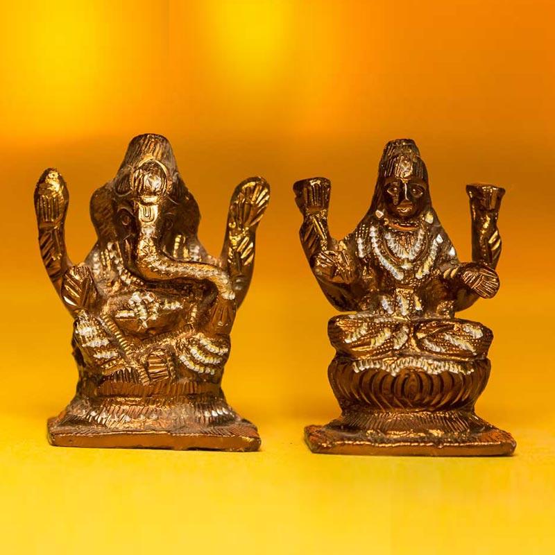 Aluminium Laxmi Ganesh Figurine in Copper Shade